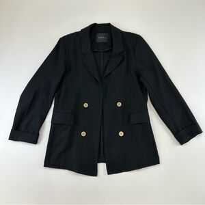 YaYa linen blend blazer Womens Size Large Relaxed fit Unlined Summer pockets